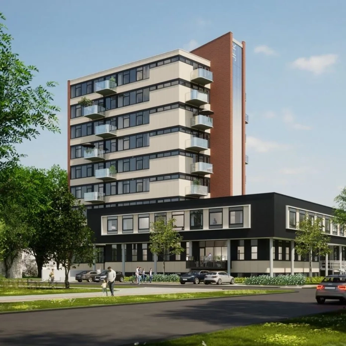 Gebouw in Apeldoorn met PVT-panelen na verduurzaming