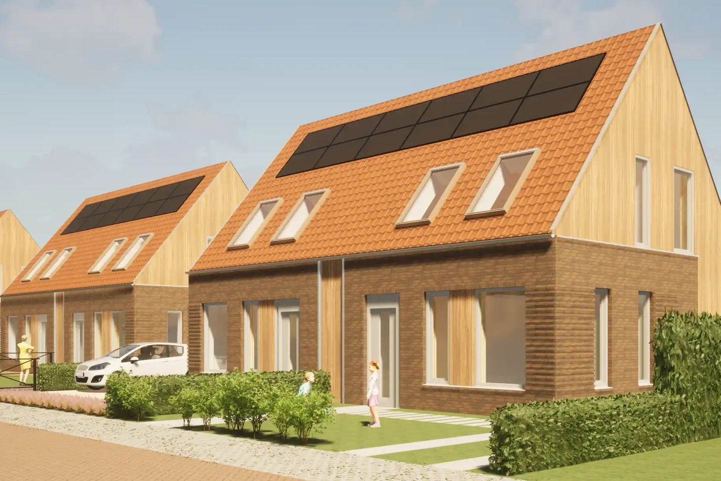 Twee-onder-1-kap woningen voorzien van HR energy PVT-panelen