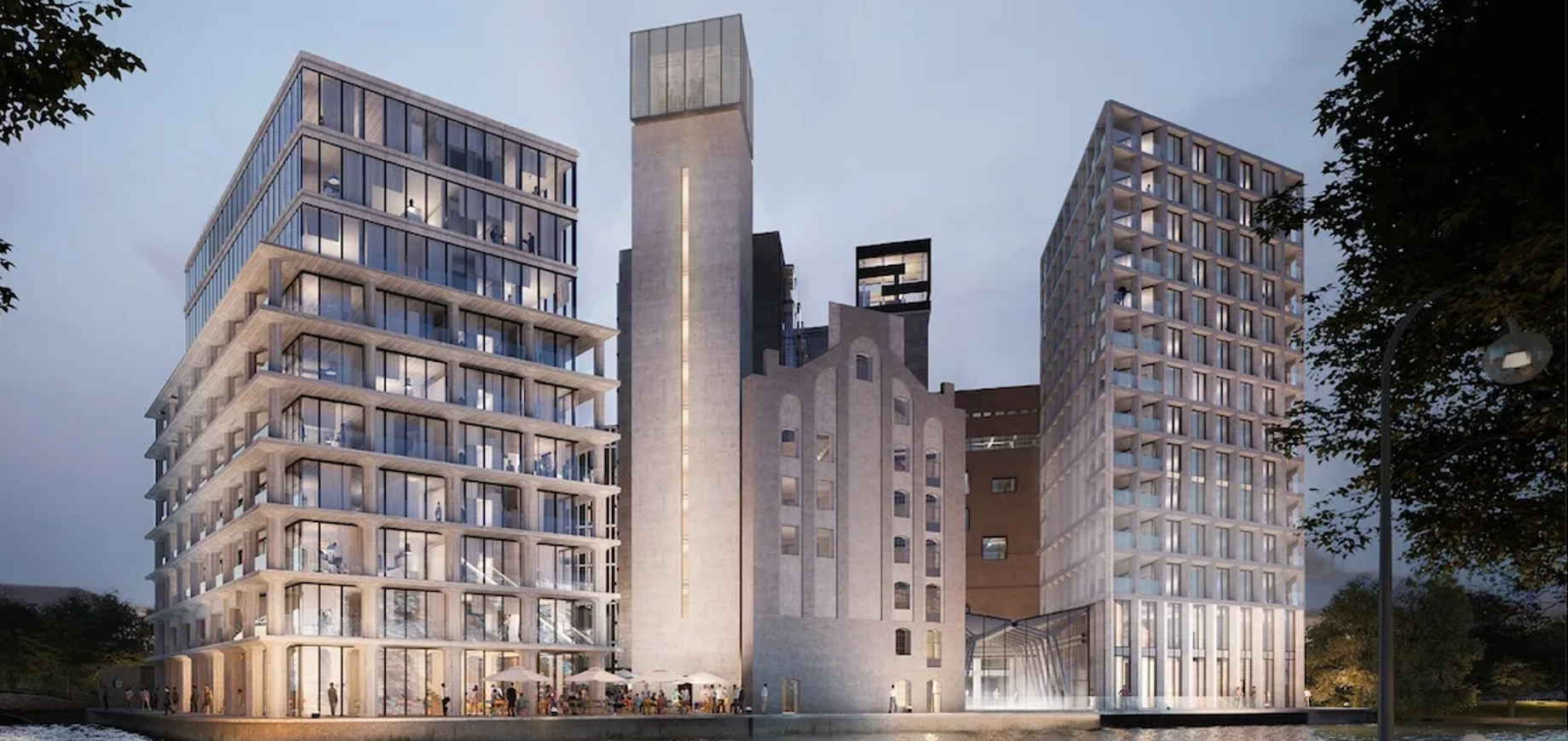 Visualisatie van binnentuin bij gerenoveerd gebouw in Leiden